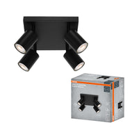 OSRAM 4-Punkt LED Spot ELEMENTAL Plate Black, Leuchte, 4xGU10, Schwarz, 21 x 13,8 x 21 cm