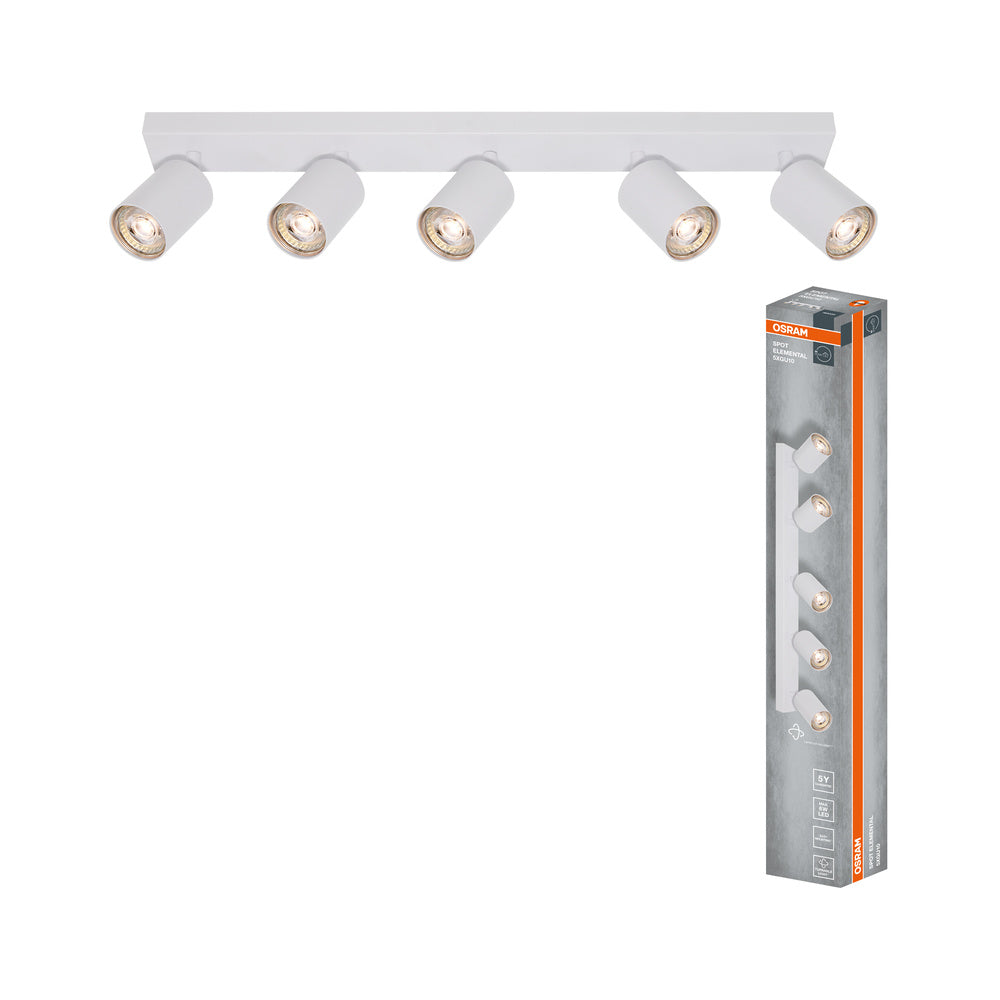 OSRAM 5-Punkt LED Spot ELEMENTAL White, Leuchte, 5xGU10, Weiß, 60,5 x 13,8 x 6 cm