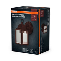 OSRAM Außenwandleuchte, Rust, E27, Aluminiumgehäuse, Glasabdeckung, IP43, 220–240 V, 0–15 W geeignet, mit Montageschrauben, 225 mm Höhe, 150 mm Breite