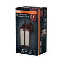 OSRAM Außenwandleuchte, Rust, E27, Aluminiumgehäuse, Glasabdeckung, IP43, 220–240 V, 105 mm Länge, 150 mm Breite, 293 mm Höhe, 1 Leuchtmittel, Mounting screws