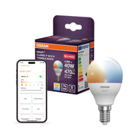 OSRAM SMART+ ZIGBEE Tunable White in P-Form, LED-Lampe, Matt, 4,9 W, 470 lm, von 2700 bis 6500 K, Wifi, Google Assistant, Amazon Alexa, Smartspeaker-Kompatibel, Dimmbar