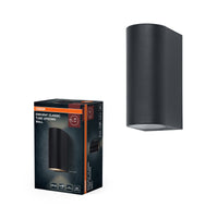 OSRAM Außenwandleuchte, Außenwandleuchte, Dark Grey, GU10, 2x5 W max. , IP54, Glas, 25. 000 h Lebensdauer, Carbon Fibre nylon, IK06