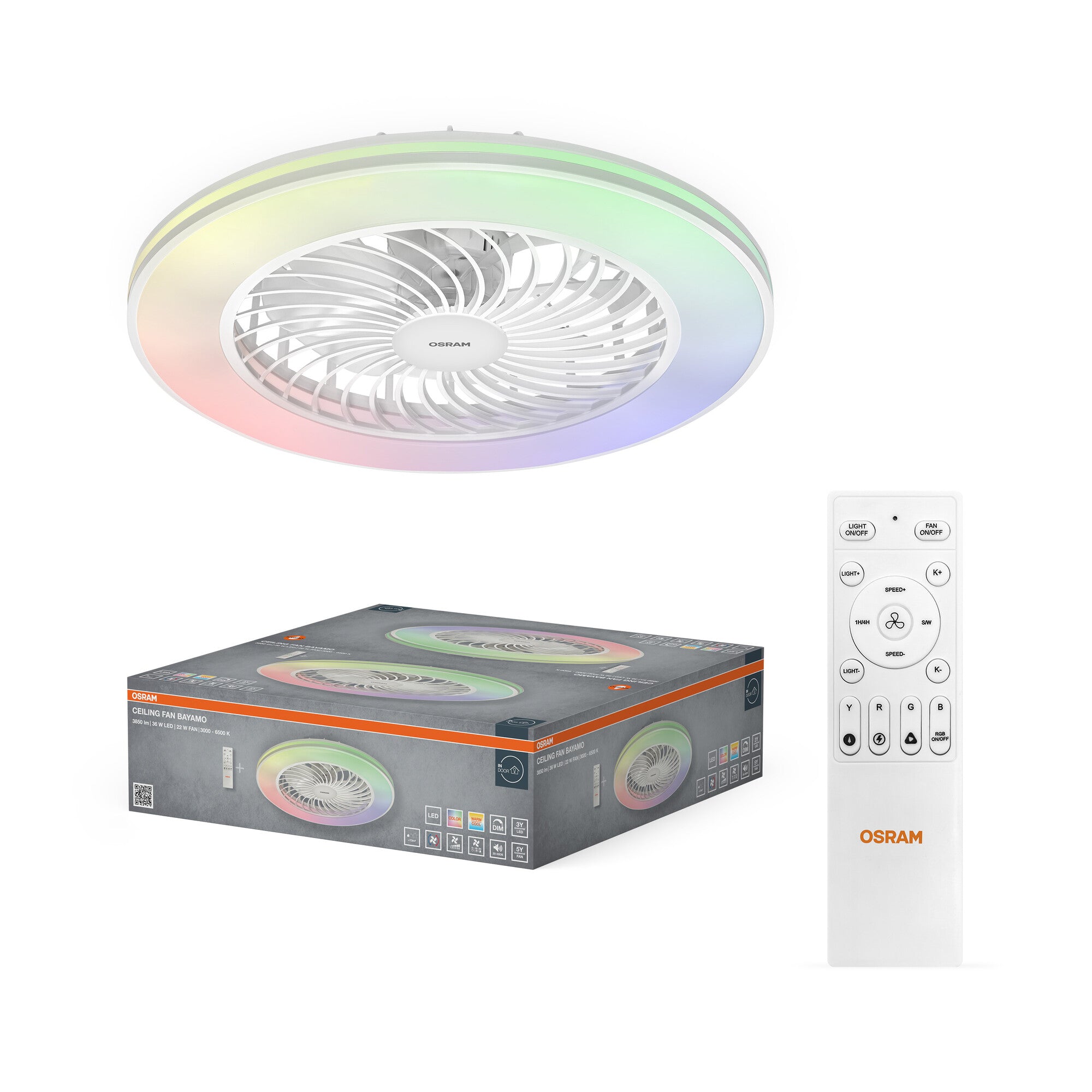 Ceiling Fan Bayamo 590mm 58W CCT RGB