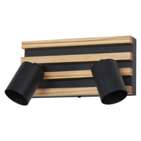 OSRAM Spot Wandleuchte Acoustic Schwarz/Holzdekor, Stahl und Kiefernholz, 220-240 V, GU10, Klemmanschluss, 3-polig (L, N, PE)