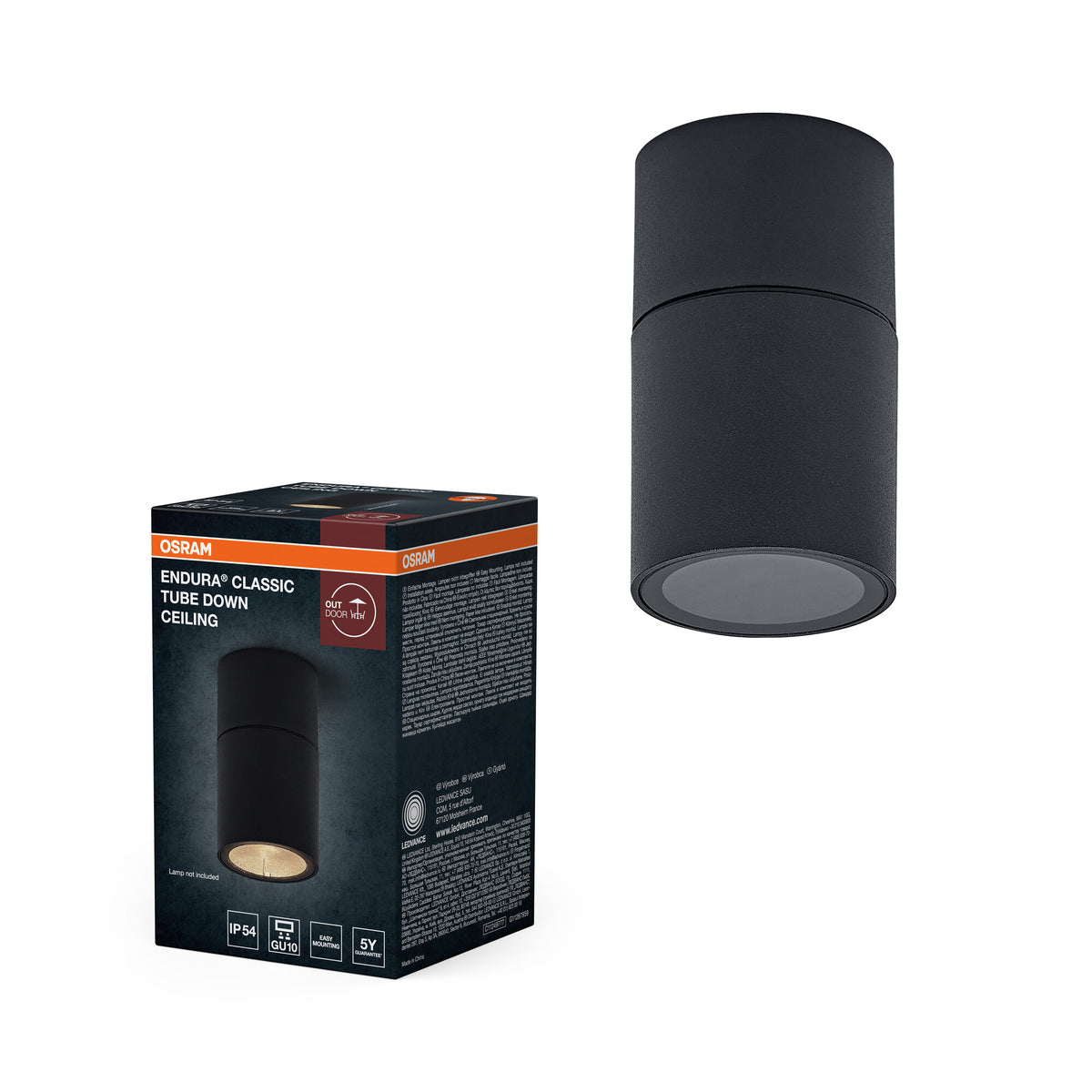 OSRAM Außenwandleuchte, GU10, Dunkelgrau, Glas, IP54, 103 mm, 0-5 W, 1 Leuchtmittel, 25. 000 h Lebensdauer, IK06, Schutzklasse II, Montagezubehör enthalten