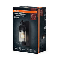 OSRAM Außenwandleuchte, Dark Grey, E27, IP65, Glas, Aluminium, PIR‑Bewegungsmelder, Tageslichtsensor, 25. 000 h Lebensdauer, 0-40 W