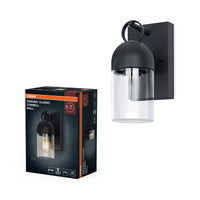 OSRAM Außenwandleuchte, Dark Grey, E27-Fassung, IP65, Aluminiumgehäuse, Glasabdeckung, 0…40 W, 25. 000 h Lebensdauer, Montagezubehör enthalten