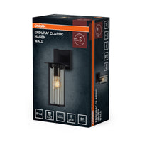 OSRAM Außenwandleuchte, Dunkelgrau, E27 Fassung, IP44, 0–40 W max. , Glasabdeckung, Stahlgehäuse, 321 mm Höhe, 187 mm Breite, 25000 h Lebensdauer