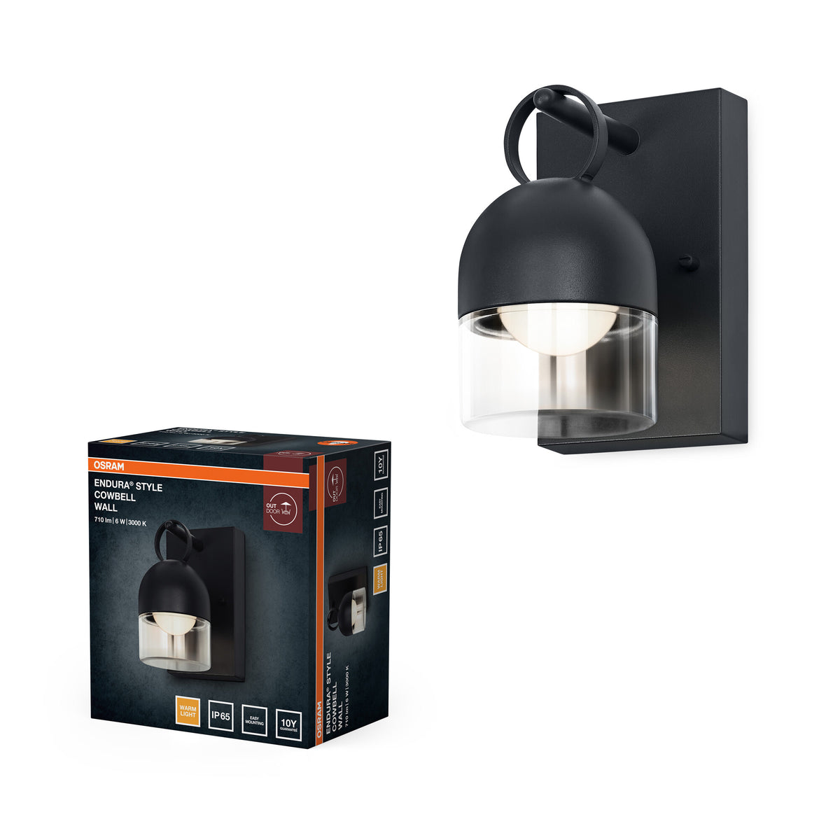 OSRAM Außenwandleuchte, Dark Grey, 6 W, 450 lm, 3000 K, 110° Abstrahlwinkel, 50. 000 h Lebensdauer, IP65