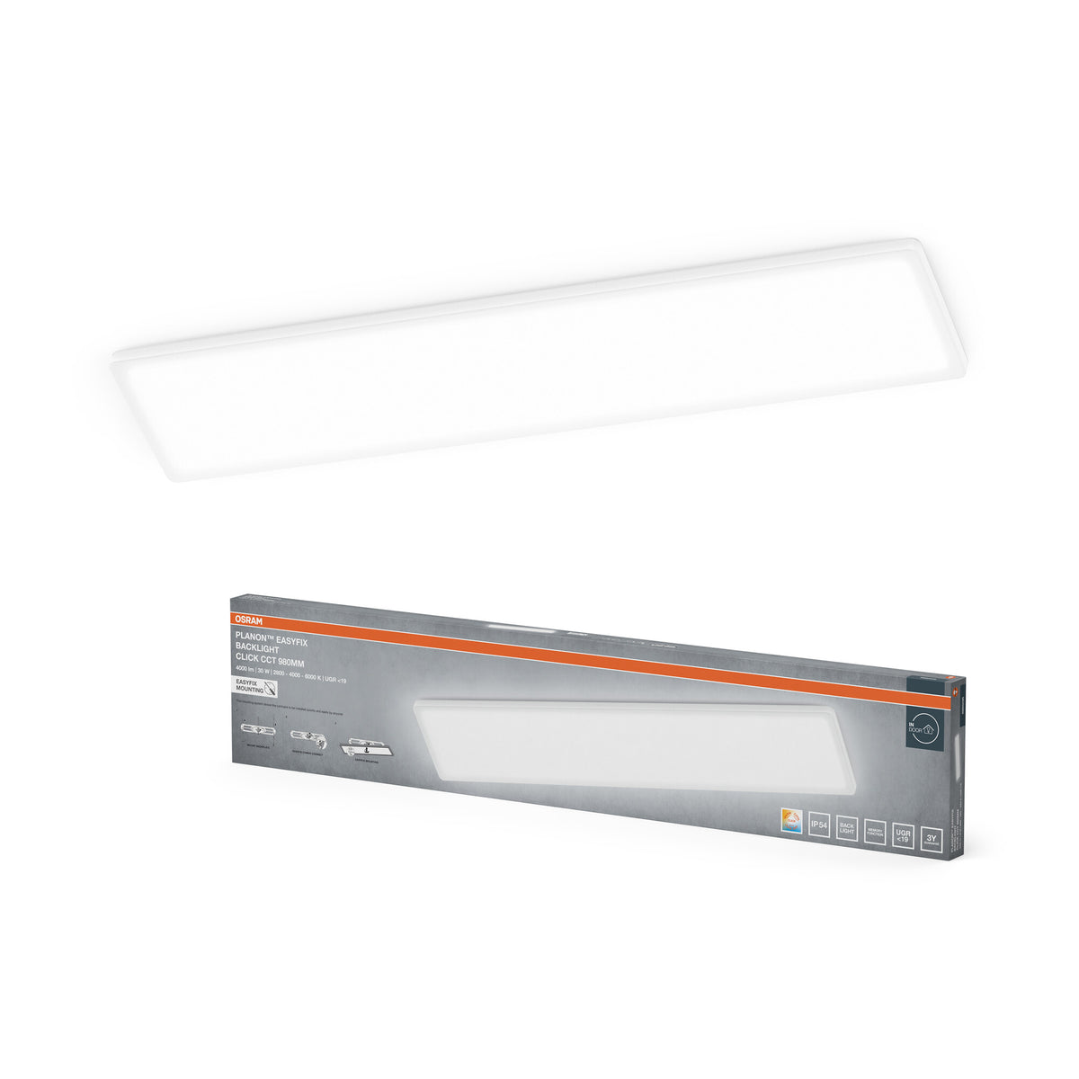 OSRAM PLANON EASYFIX LED Panel Backlight Deckenleuchte 98cm 30W Click CCT IP54, weiß