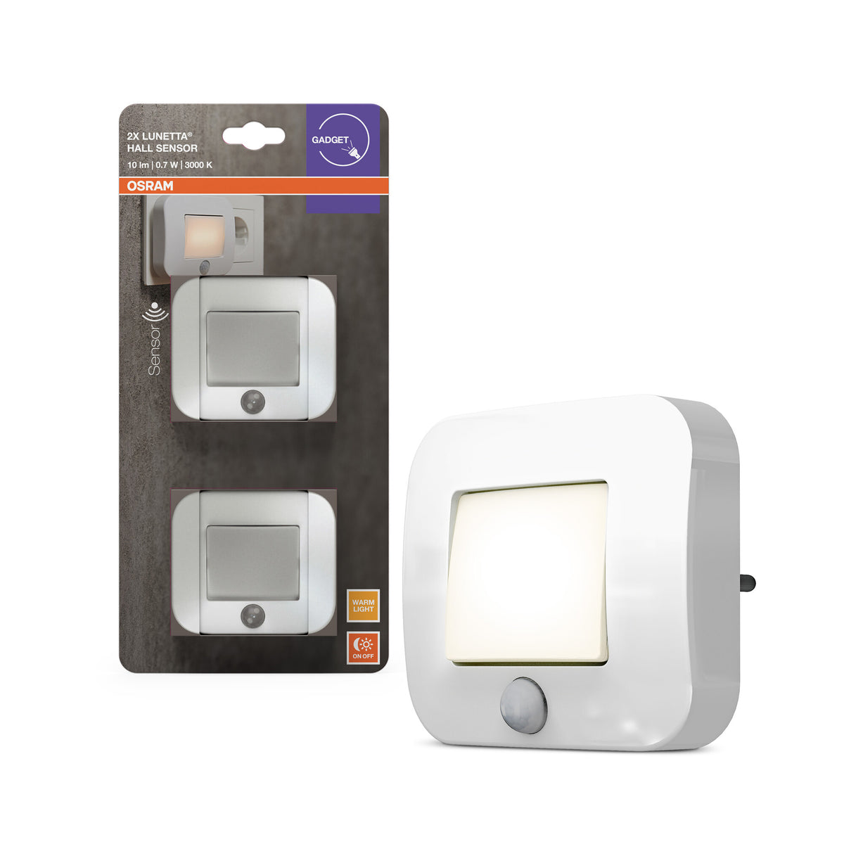 OSRAM LUNETTA HALL SENSOR LED Steckdosen Nachtlicht 2er Pack
