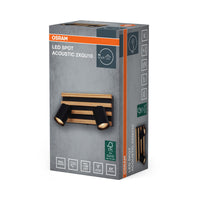 OSRAM Spot Wandleuchte Acoustic Schwarz/Holzdekor, Stahl und Kiefernholz, 220-240 V, GU10, Klemmanschluss, 3-polig (L, N, PE)