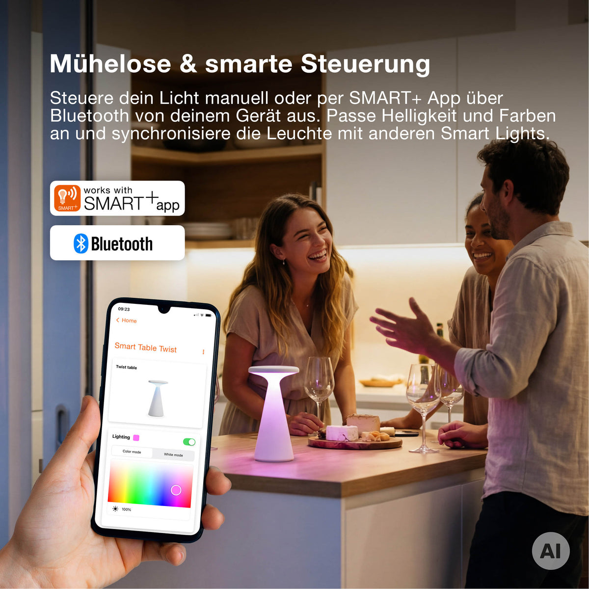 OSRAM Smart Bluetooth Tischleuchte, dimmbar per App, Weiß, ABS-Gehäuse, IP44 spritzwassergeschützt
