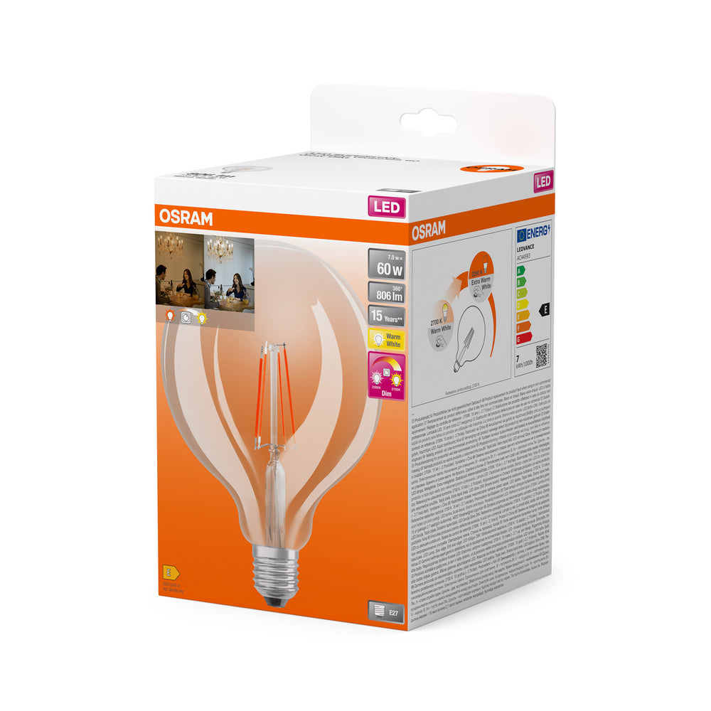 OSRAM LED Lampe LED SUPERSTAR CLASSIC GLOBE GLOWdim 7W 822…827 E27, 806 lm, 2200…2700 K, Tunable Warm White-LEDVANCE Shop