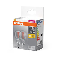 OSRAM LED Lampe BASE CLASSIC P 4W 827 Clear E14 2er-Pack