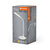 LEDVANCE Panan Disc LED Tischleuchte Weiß, Warmweiß 3000K, Akku-Betrieb, Dimmbar, Flexibler Hals, für Wohn- und Arbeitsbereiche