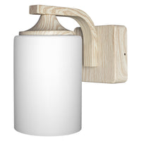 OSRAM ENDURA Classic Wandleuchte, Holzdekor, E27, IP43, Aluminiumgehäuse, Glasdiffusor, geeignet für Außenbereiche, ohne Leuchtmittel.