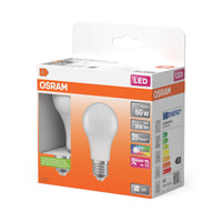 OSRAM LED Retrofit RGBW lamps with remote control in A-Form, LED-Lampe, Matt, 9,4 W, (ex 60 W), 806 lm, Warmweiß, 2700 K, Dimmbar, 25000 h, CRI 80, Fernbedienung, 2er