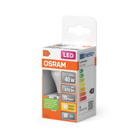 OSRAM LED PCR LAMP WITH CLASSIC P in P-Form, LED-Lampe, Matt, 4,9 W, (ex 40 W), 470 lm, Warmweiß, 2700 K, 15000 h, CRI 80