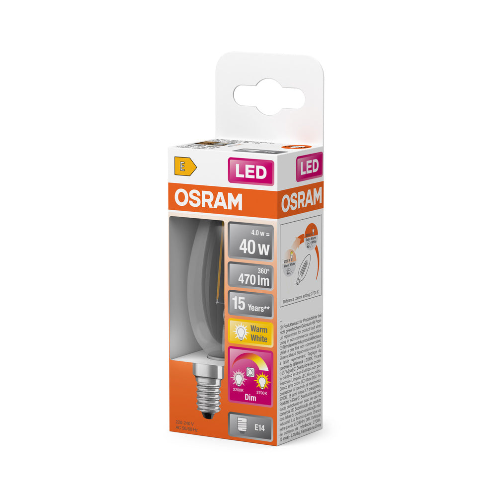 OSRAM LED Lampe LED SUPERSTAR CLASSIC B GLOWdim 4W 822…827 E14, 470 lm, 2200…2700 K, Tunable Warm White-LEDVANCE Shop