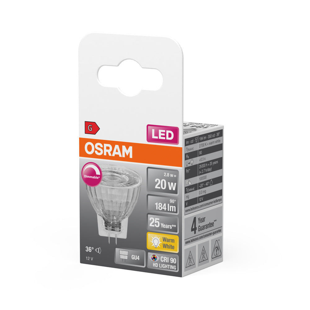 OSRAM LED Lampe LED SUPERSTAR MR11 12 V 2.8W 927 GU4, 184 lm, 2700 K, Warmweiß-LEDVANCE Shop