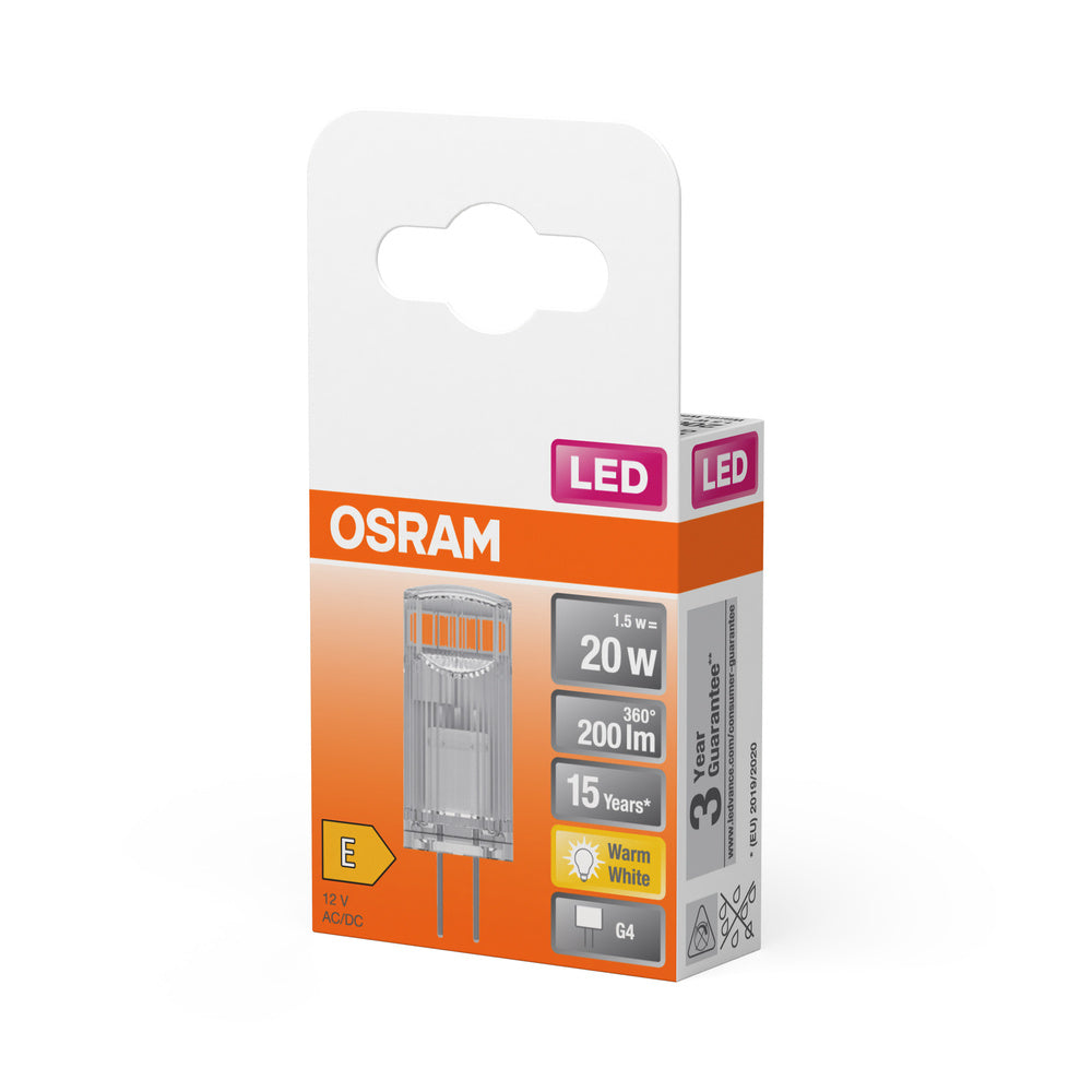 OSRAM LED Stiftsockellampe PIN 12 V 1.5W 827 Clear G4, 200 lm, 2700 K, Warmweiß-LEDVANCE Shop