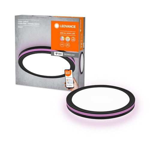 LEDVANCE Wifi SMART+ ORBIS CIRCLE LED Deckenleuchte RGBW mehrfarbig 46cm Tunable Weiß 28W / 3000-6500K schwarz-Deckenleuchten-LEDVANCE Shop