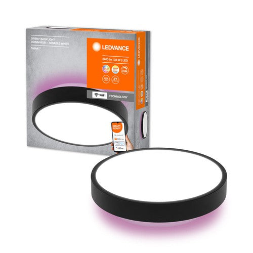 LEDVANCE Wifi SMART+ ORBIS BACKLIGHT LED Deckenleuchte RGBW mehrfarbig 35cm Tunable Weiß 28W / 3000-6500K schwarz-Deckenleuchten-LEDVANCE Shop