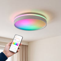 OSRAM SMART+ Matter Deckenleuchte Ceiling Silber, 3000-6500, RGBTW, 1500 lm, 24 W, 38,5 cm Durchmesser