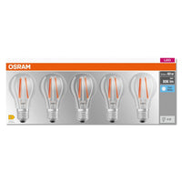 OSRAM LED BASE CLASSIC A Lampe klar (ex 60W) 6,5W / 4000K Kaltweiß E27 5er-Leuchtmittel-LEDVANCE Shop