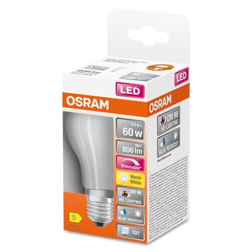 OSRAM Dimmbare LED-Lampe LED SUPERSTAR+ CL A GL FR 60 dim 5,8W/927 E27 CRI90 BOX, E27 , Warmweiß-Leuchtmittel-LEDVANCE Shop