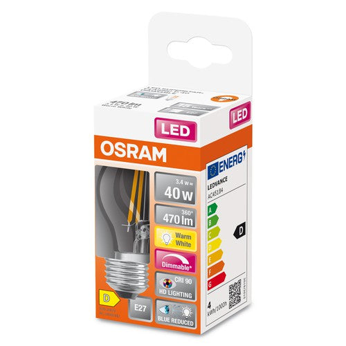 OSRAM FILAMENT LED-Lampe LED SUPERSTAR+ CL P FIL 40 dim 3,4W/940 E27 CRI90 BOX , Warmweiß-Leuchtmittel-LEDVANCE Shop
