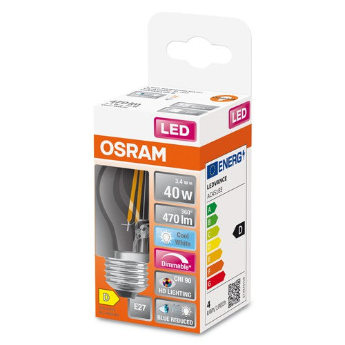 OSRAM FILAMENT LED-Lampe LED SUPERSTAR+ CL P GL FR 40 dim 3,4W/927 E27 CRI90 BOX, E27 , Kaltweiß-Leuchtmittel-LEDVANCE Shop