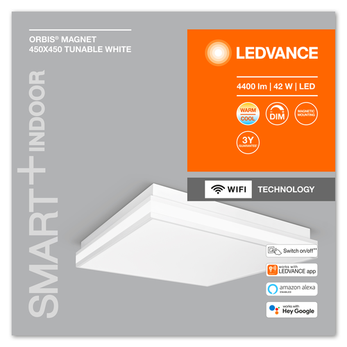 LEDVANCE Wifi SMART+ ORBIS MAGNET LED Deckenleuchte 45x45cm Tunable Weiß 42W / 3000-6500K weiß-Deckenleuchten-LEDVANCE Shop