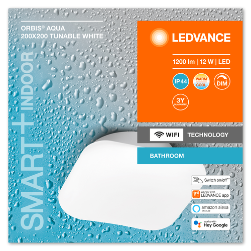 LEDVANCE Wifi SMART+ ORBIS LED AQUA Bad Deckenleuchte 20x20cm Tunable Weiß 12W / 3000-6500K-Deckenleuchten-LEDVANCE Shop