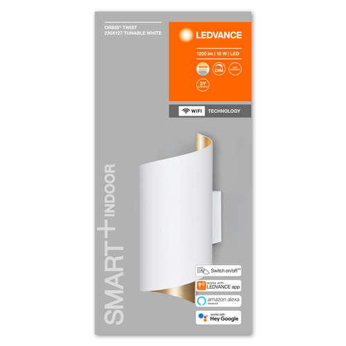 LEDVANCE Wifi SMART+ ORBIS TWIST LED Wandleuchte 23x12,7cm Tunable Weiß 12W / 3000-6500K weiß-Wandleuchten-LEDVANCE Shop