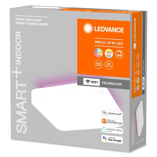 LEDVANCE Wifi SMART+ ORBIS BACKLIGHT LED Deckenleuchte RGBW mehrfarbig 35x35cm Tunable Weiß 28W / 3000-6500K weiß-Deckenleuchten-LEDVANCE Shop