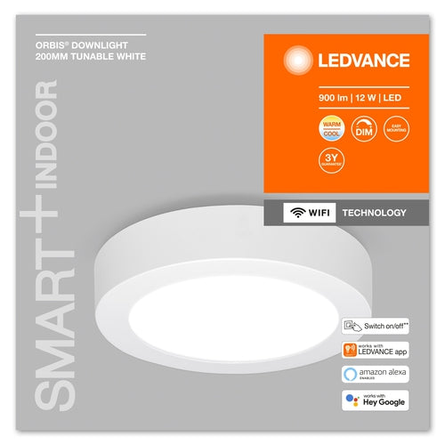 LEDVANCE Leuchte: für Decke, SMART SURFACE DOWNLIGHT TW / 12 W, 220…240 V, Ausstrahlungswinkel: 110, Tunable White, 3000…6500 K-Deckenleuchten-LEDVANCE Shop