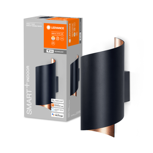LEDVANCE Wifi SMART+ ORBIS TWIST LED Wandleuchte 23x12,7cm Tunable Weiß 12W / 3000-6500K schwarz-Wandleuchten-LEDVANCE Shop