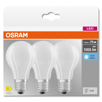 OSRAM LED BASE CLASSIC A Lampe matt (ex 75W) 7,5W / 4000K Kaltweiß E27, 3er Pack-Leuchtmittel-LEDVANCE Shop