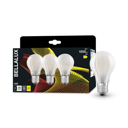 BELLALUX LED Lampe für E27-Sockel, mattes Glas ,Warmweiß (2700K), 1055 Lumen, Ersatz für herkömmliche 75W-Leuchtmittel, nicht dimmbar, 3-er Pack-Leuchtmittel-LEDVANCE Shop