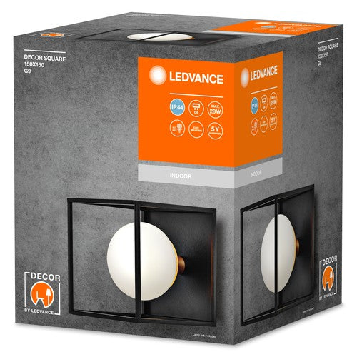 LEDVANCE DECOR Square Bad-Wandleuchte IP44, schwarz, G9-Wandleuchten-LEDVANCE Shop