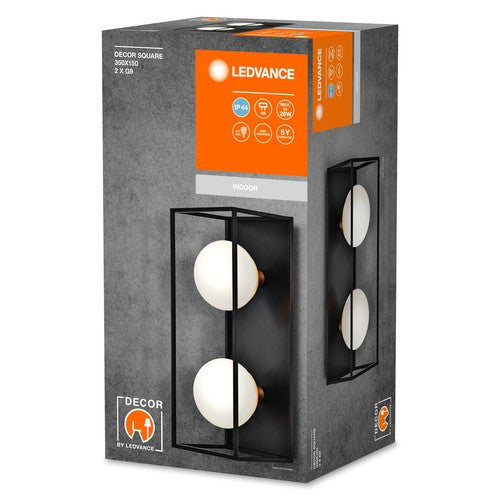 LEDVANCE DECOR 2er Square Bad-Wandleuchte IP44, schwarz, G9-Wandleuchten-LEDVANCE Shop