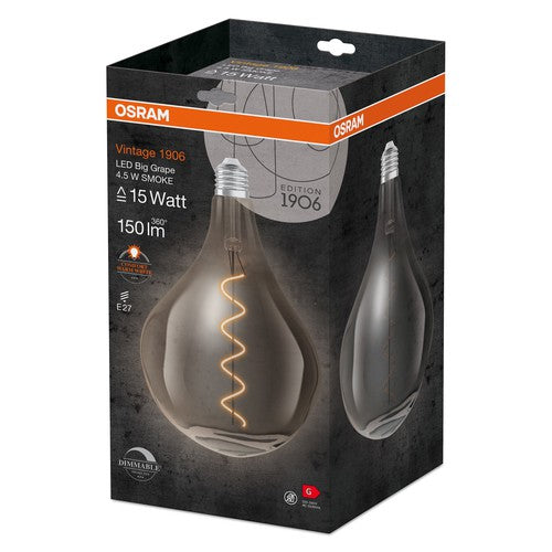 OSRAM Vintage 1906 LED-Lampe, Smoke-Tönung, 4,5W, 150lm , Warmweiß , E27-Leuchtmittel-LEDVANCE Shop