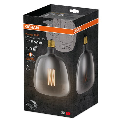 OSRAM Vintage 1906 LED-Lampe, Smoke-Tönung, 4,5W, 150lm , Warmweiß , E27-Leuchtmittel-LEDVANCE Shop