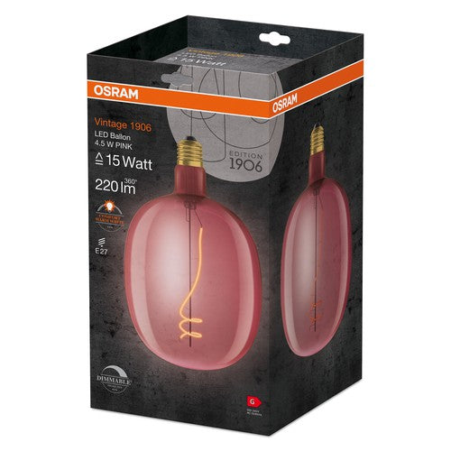 OSRAM Vintage 1906 LED-Lampe, Pinke Tönung, 4,5W, 220lm , Warmweiß , E27-Leuchtmittel-LEDVANCE Shop