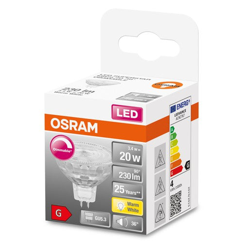OSRAM Superstar Reflektorlampe klares Glas ,Warmweiß (2700K), 230 Lumen, Ersatz für herkömmliche 20W-Leuchtmittel, dimmbar GU5.3-Leuchtmittel-LEDVANCE Shop