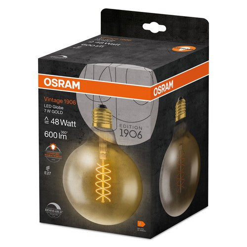 OSRAM Vintage 1906 LED-Lampe, Gold-Tönung, 7W, 600lm , Warmweiß , E27-Leuchtmittel-LEDVANCE Shop