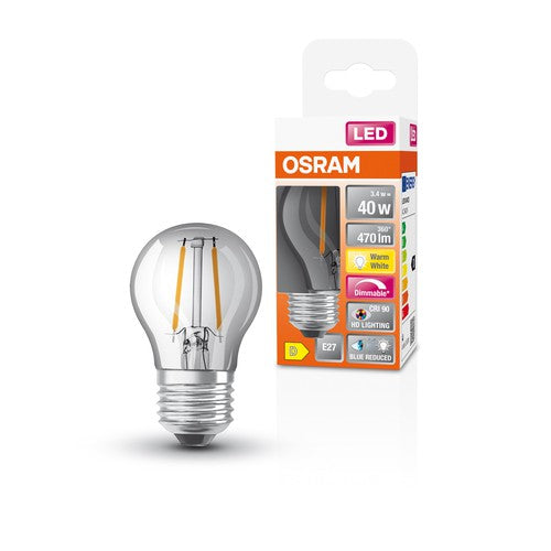 OSRAM FILAMENT LED-Lampe LED SUPERSTAR+ CL P FIL 40 dim 3,4W/940 E27 CRI90 BOX , Warmweiß-Leuchtmittel-LEDVANCE Shop