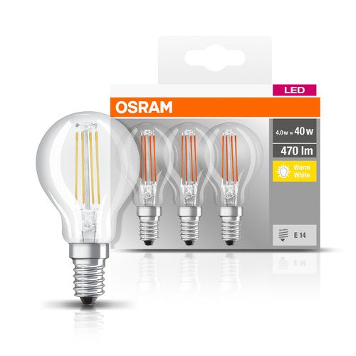 OSRAM LED Base Classic LED Lampe (ex 40W) 4W / 2700K 3er Pack E14 , Warmweiß-Leuchtmittel-LEDVANCE Shop